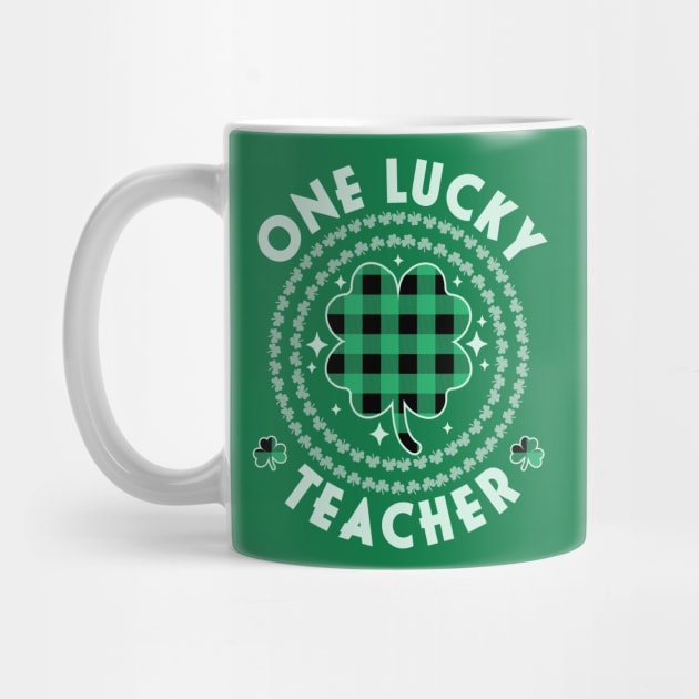 One Lucky Teacher Green Plaid Shamrock St Patrick's Day by OrangeMonkeyArt